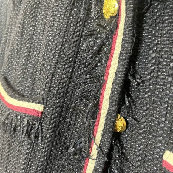 Veronica Beard Eclipse Fringe Trim Jacket Black Tweed Blazer Women’s Size 4 - Picture 14 of 15